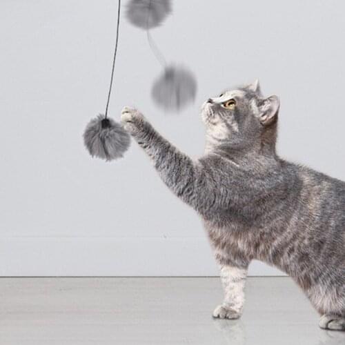 Automatic Motion Cat Toy Interactive Cat Teaser Toy Yo-Yo Lifting Ball Easy Installment Rabbit Hair Cat Playing Toy Diameter 7cm