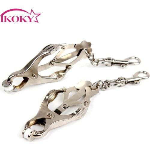 IKOKY 1 Pair Steel Metal Nipple Clamps Adult Games SM Bondage Fetish Sex Toys for Couple Breast Clips Nipple Stimulator