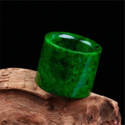 Fidelity Natural jasper Jade Thumb Ring Emperor Green Men Jade Ring Hair Translucent Precious Jewelry Collection Certificate