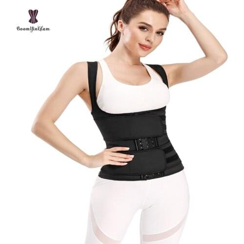 Womens Waist Trainer Latex Vest Underbust Corset 9 Steel Boned With Hook Adjustable Straps Waist Cincher Double Belts