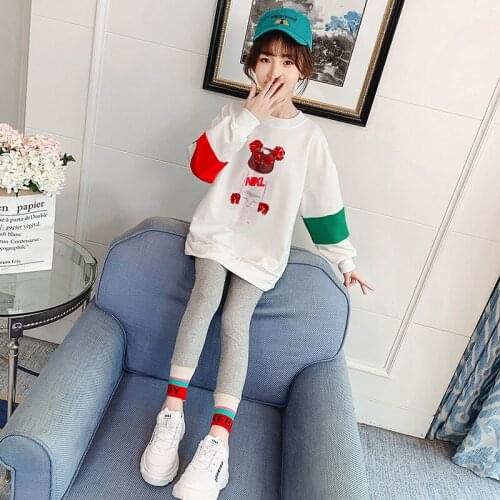 Girls Clothing Suits Sweatshirts +Pants 2021 Vintage Spring Autumn Kids Teenagers Outwear Kids Cotton Tracksuit Sport Suits