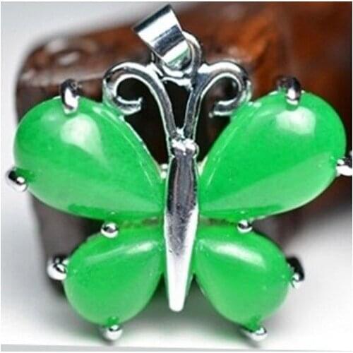 Beautiful green jade Butterfly pendant Necklace