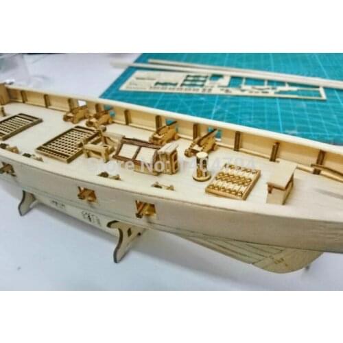 NIDALE Model Hobby sailboat model kit : Harvey 1847 western ship wooden model & Free 2 pcs wooden Barrels