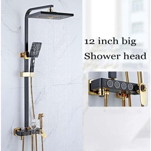 Bathroom constant matte black White&gold shower set thermostatic bathtub shower mixer set Bath Shower faucet hot and cold Faucet