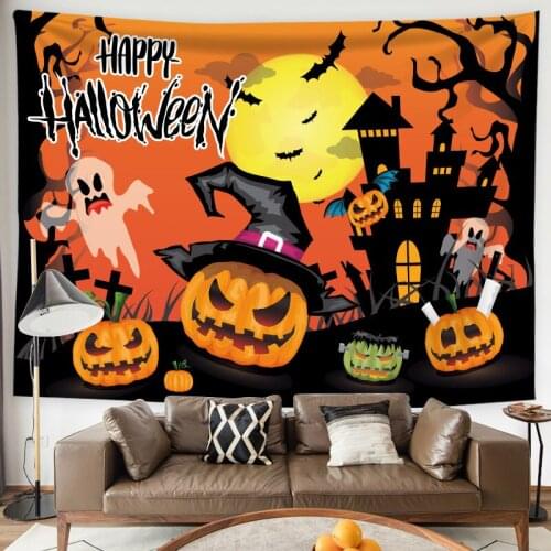 New Halloween Pumpkin Head Background Cloth Fashion Home Atmosphere Decoration Products Nordic Living Room Bedroom Tapestry