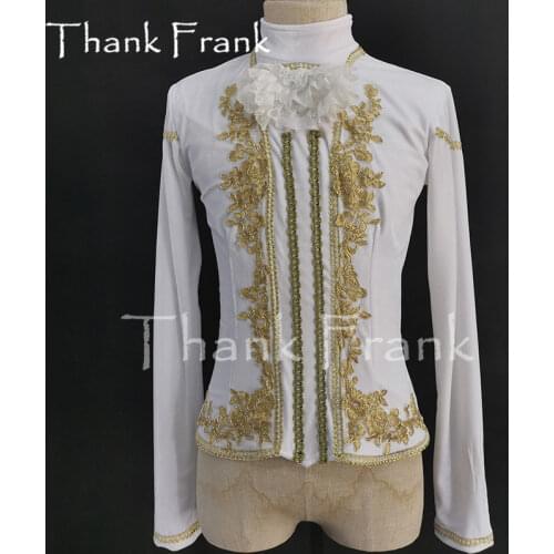 New Male Ballet Jackets Custom Made Mens Prince Ballet Costume Boys Long Sleeve Dance Top Adult Stage Dancing Costumes C729