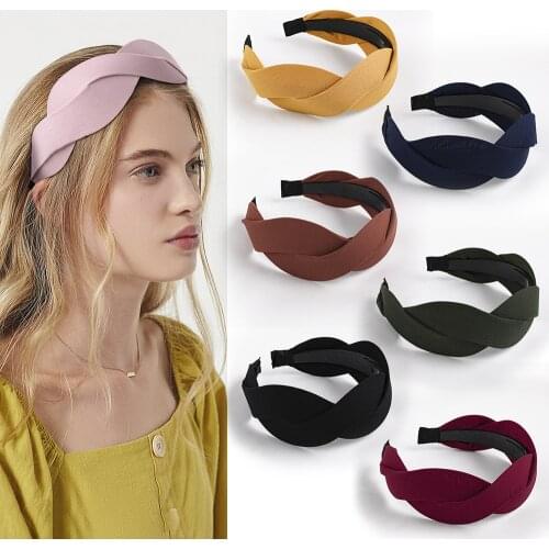 Weaving Solid Color Fashion Headbands Bezel 2021 New Hairbands Women Turban Girls Hair Accessories ободок обруч для волос