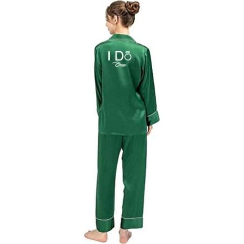 Pajama set with long pants and a shirt for bride preparation or for other ocassions silk pajamas bride pajamas