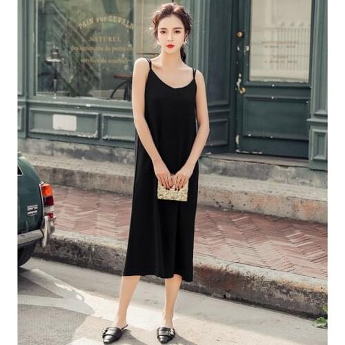 Sling Sexy Black Dress Women Split Summer Beach Vestido Plus Size Chiffon Long Dresses Maxi Holiday Bottoming Shirts Dress XS-XL