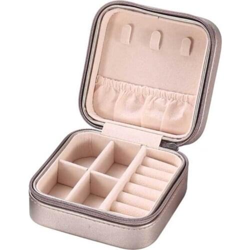 Protable Women Leather Jewelry Box Organizer Display Jewellery Zipper Storage Dropshipping