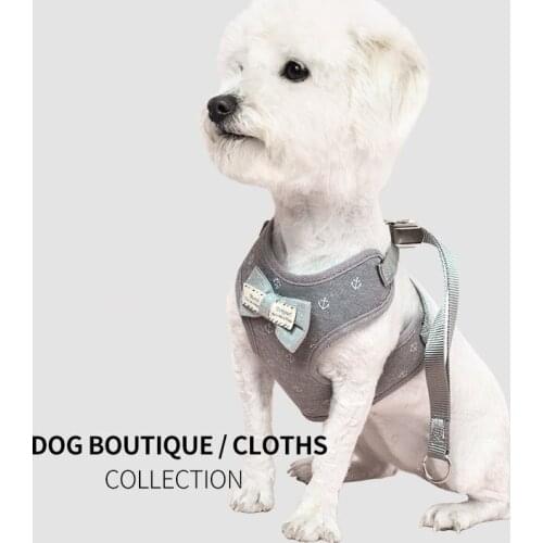 Pet Dog Cat Bowknot Chest Harnesses Leash Tank Top Leash with Adjustable Leash Dog Harness Vest