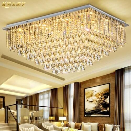 Rectangular crystal lamp living room lamp LED ceiling lamp bedroom lamp restaurant lamp simple multi-layer crystal lamp living