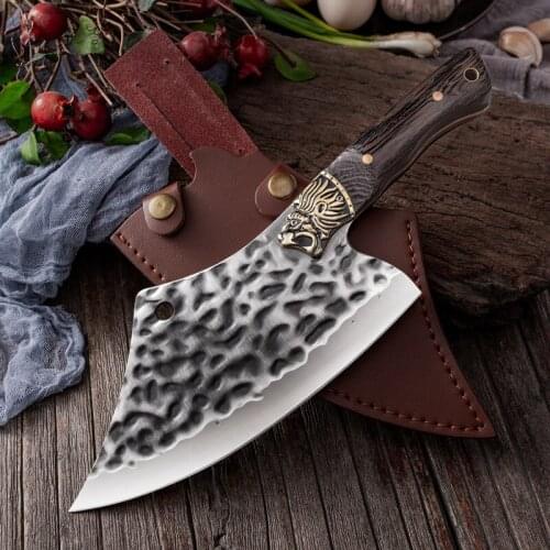 Handmade Forged Kitchen Chinese Knives Chef Knife Meat Cleaver Slaughter Knife Vegetable Fruit Chopper Kitchen Cutter Tool