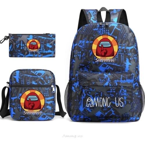 Among Us Backpack Women Fashion Pencil Case Shoulder Bookbag Zipper Bag Pack Laptop Schoolbags