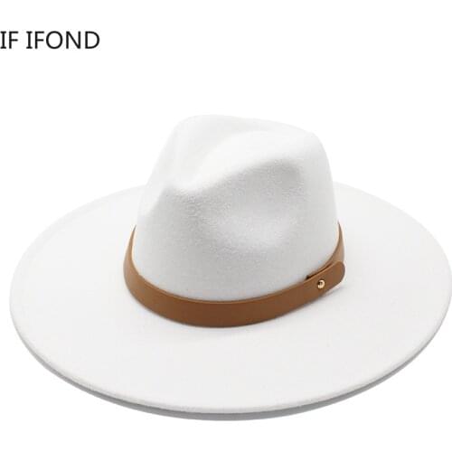Wool Big Wide Brim Fedora Hat Winter Ladies Derby Wedding Church Jazz Hats Women Men Godfather Sombrero Caps