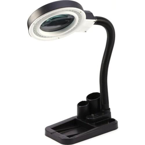 LED Nail Art Magnifying Desk Lamp 40 LED lights Tattoo Illuminated Lighting 5X 10X Stand Magnifier Desk Table Lamp US plug