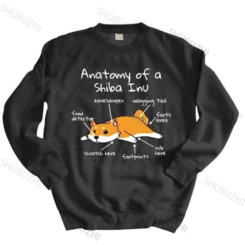 Men sweatshirt spring Funny Anatomy Of A Shiba Inu Men Humor hoodies Japanese Pet Dog Lover warm hoody bigger size