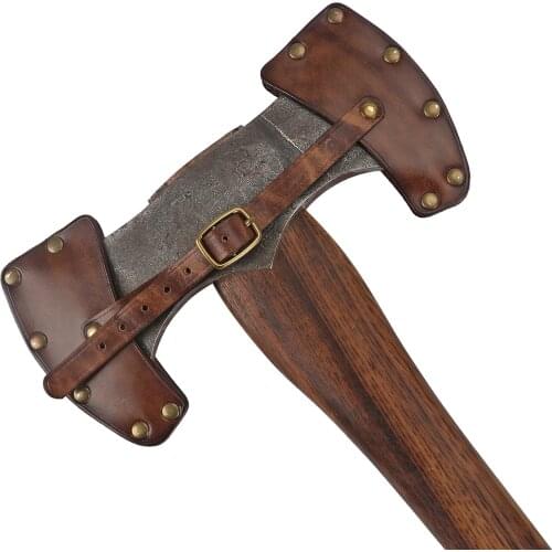 Tourbon Double Bit Axe Sheath Genuine Leather Hatchet Cover Ax Blade Carrier Pouch Adjustable(One Set)