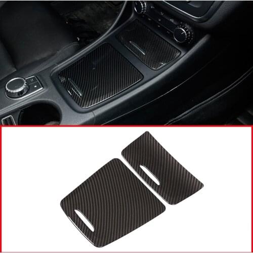 Carbon ABS Center Storage Box Panel Trim Ashtray Cover Car Stickers For Mercedes Benz CLA GLA A Class W117 W176 A180 2014-2017