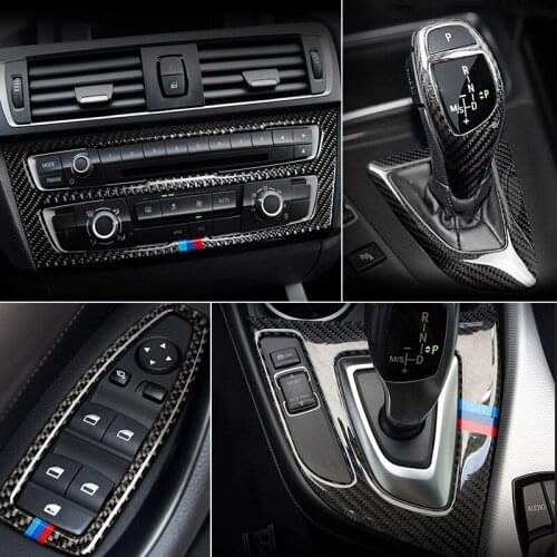 Carbon Fiber For BMW 1 2 Series F20 F21 F22 F23 Interior Gearshift Air Conditioning CD Panel Door Armrest Cover Trim Car Sticker