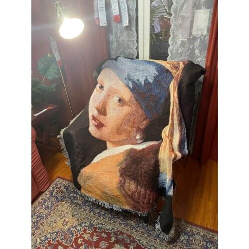 Pearl Earring Women Art Throw Blankets Slipcover Sofa Cover Home Carpet Hanging Tapestry Blankets