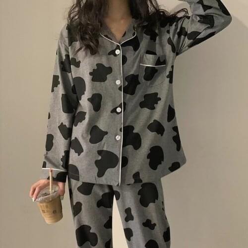 Fashion 2021 Women Pajamas Set Pjs Nightwear Casual Turn-down Collar Long Sleeve Tops + Long Pants 2 Piece Suit Sleepwear Pajama