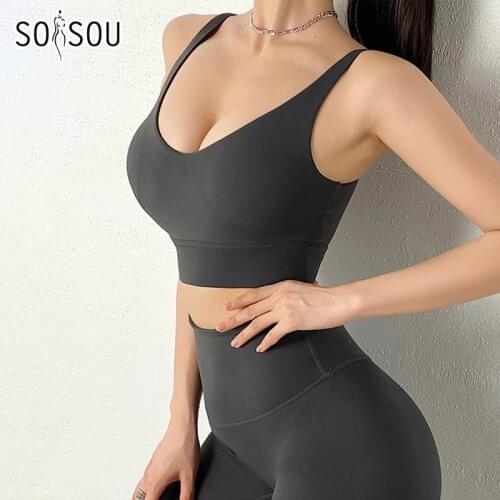 SOISOU New Womens Tracksuit Yoga Set Women Leggings Crop Top Sportswear Womens Summer Suit High Waist Tight Set Woman 2 Pieces