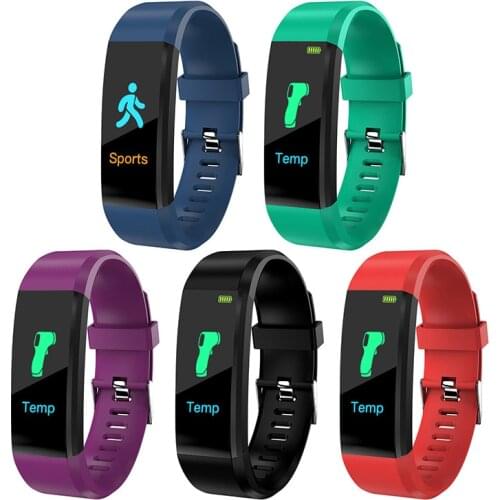 115 Plus Smart Bracelet Body Temperature Measurement Heart Rate Blood Pressure Bluetooth Sports Bracelet