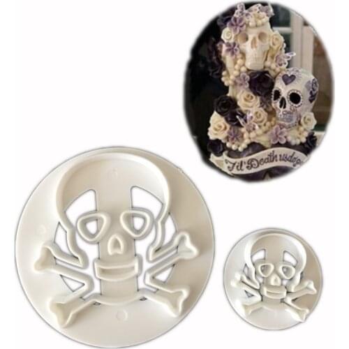 2Pcs/Set Cookie Cutter Mold Fondant Chocolate Cake Mold Cake Decoration Baking Tools Halloween Pastry Tools Skull Pattern Moulds