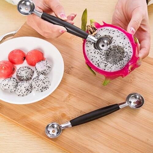 Dual-Head 2 In 1 Stainless Steel Baller Scoop Spoon Ice Cream Digger Watermelon Fruit Scooping Tool Kitchen Accessorie Summer