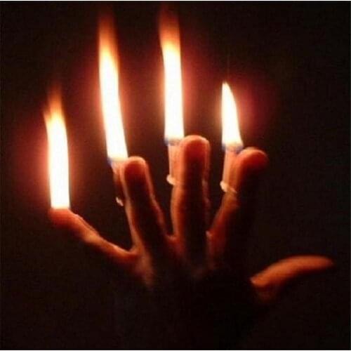 2020 Carnival Halloween Finger Tip Fire Magic Stage Props Professional Skills Magician Illusion Magic Tools Set Of 4 Fingers