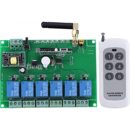 110-240V 6 Channel RF Relay Module Board Control Switch 6-channel Multifunction RF Receiving Controller High Stability
