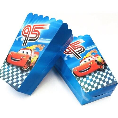 6pcs/set popcorn box Cars Theme box Kids Party Supplies Popcorn Box Birtday Party Favor Accessory Kid Birthday Decoration