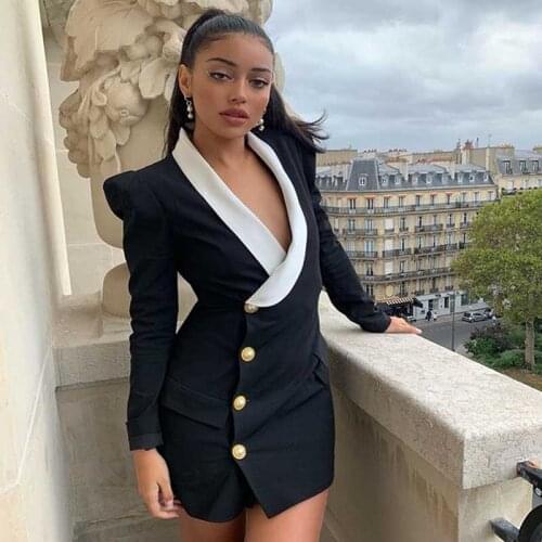 Free Shipping Wholesale Womens Autumn And Winter Black Long Sleeve V-Neck Sexy Club Celebrity Cocktail Party Dress