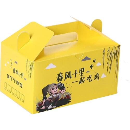 Food Take Away Paper Cardboard Suitcase Box With Handle