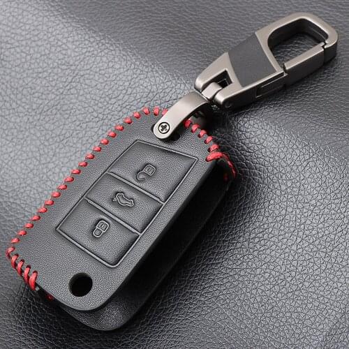 Genuine Leather Car Key Case For SEAT Leon Ibiza CUPTRA For Skoda Octavia A7 Key Cover Holder For VW Polo 2016 golf 7 MK7