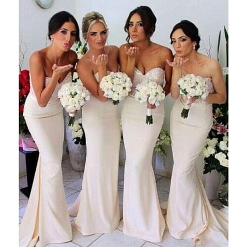 Sexy Long Mermaid Bridesmaid Dress Backless Sweetheart Chiffon Wedding Party Gown Custom Made