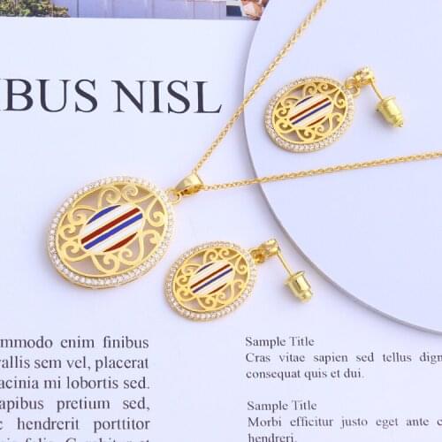 Fansheng Fashion girl Costume Jewelry Set Earrings /necklace Top Quality Enamel jewelry for girl /friend /mother/ baby