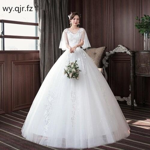 HMHS-021#Wedding Dresses Ball Gown Silver Embroidery Lace up Ball Gown V-neck Cheap Wholesale Bride getting married Dress Girls