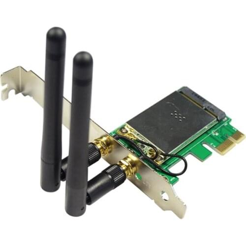 IOCrest Good Quality Mini PCI-E to PCI-E Wireless Adapter Network module with 2 Antenna WiFi RF Win7 64 Mac OS Best Price