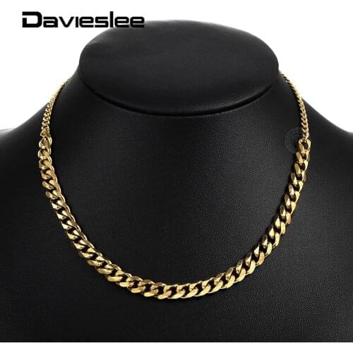 Gold Tone Choker Collar Necklace for Women Simple Stainless Steel Curb Link Chain Fashion 15inch+2inch extension Link LDN174