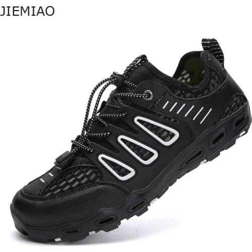 JIEMIAO High Quality Climbing Shoes Outdoor Men Trekking Hiking Shoes Breathable Mesh Sneakers Quick-dry Water Shoes Size 39-47