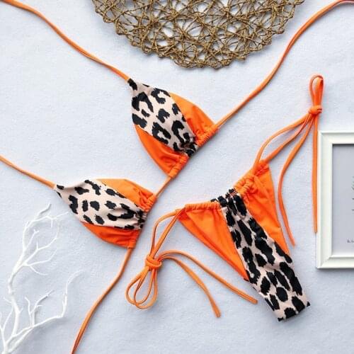 Patchwork Bandage Swimsuit 2021 Summer Sexy Bikinis Women Swimwear Leopard Swimsuits Women Bikini Set Brazilian Bathing Suits