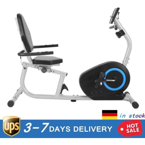 Magnetic Resistance Recumbent Exercise Bike Fitness Reclining Bicycle Trainer Sensors 8 Levels Magnetic Tension Control System