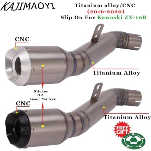 Motorcycle Exhaust Modified Titanium Alloy Middle Link Pipe Escape Muffler For Kawaski ZX-10R ZX10R 2016 2017 2018 2019 2020
