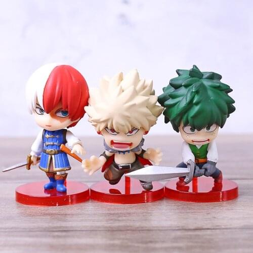 My Hero Academia Midoriya Izuku Bakugou Katsuki Todoroki Shoto Q Version PVC Figure Model Toys 3pcs/set
