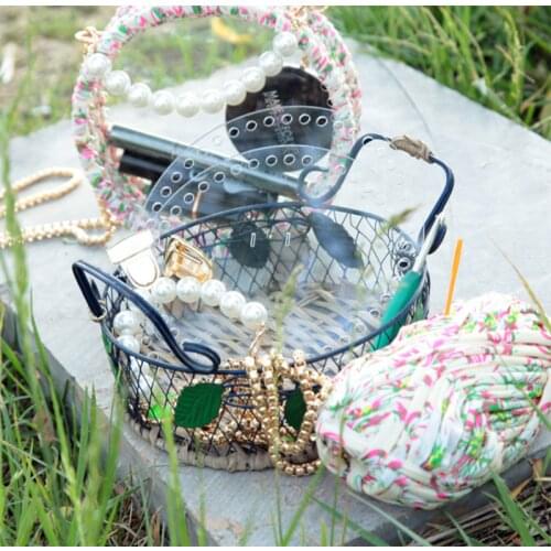 5 in 1 Acrylic Parts Round Cat Transparent Material Weave Bag Set