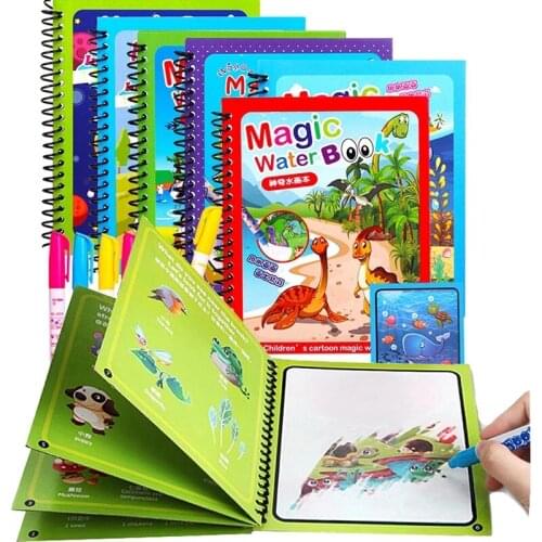 Magic Drawing Toy set Water Coloring Book Girl toys Drawing Board Reusable Magical Water Montessori Pens Book Gift for Kid