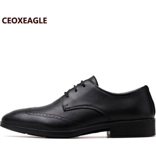 New Spring Black Oxford Business Men Shoes Genuine Leather High Quality Soft Casual Breathable Mens Flats Leather Dress Shoes