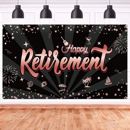 Peach Pink Happy Retirement Backdrop Black Photo Background Retirement Party Decor Photo Booth Prop
